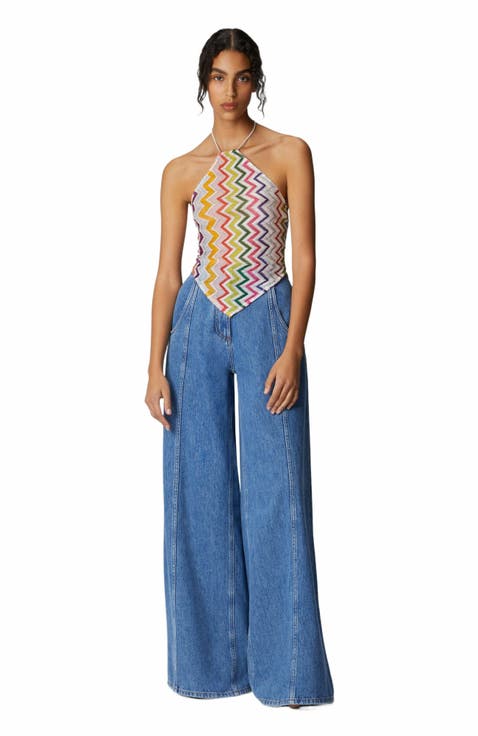 Halter Neck Top With Zig Zag Pattern