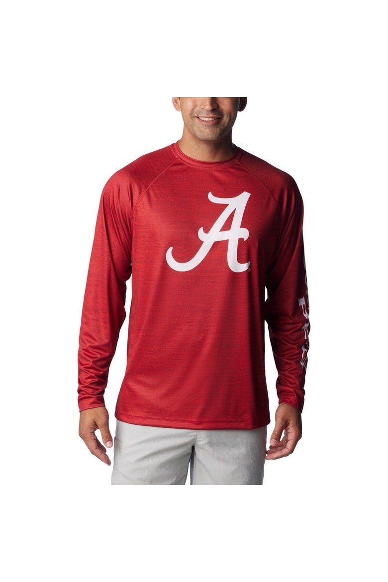 Men's Columbia  Crimson Alabama Crimson Tide PFG Terminal Tackle Omni-Shade Raglan Long Sleeve T-Shirt, Main, color, Crimson