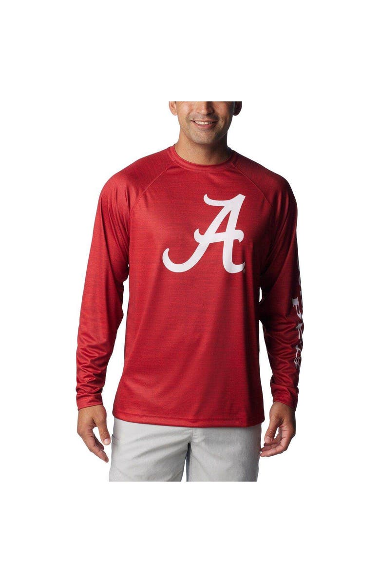 Columbia Men's Columbia  Crimson Alabama Crimson Tide PFG Terminal Tackle Omni-Shade Raglan Long Sleeve T-Shirt, Main, color, Crimson