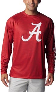 Columbia Men's Columbia Crimson Alabama Crimson Tide PFG Terminal Tackle Omni-Shade Raglan Long Sleeve T-Shirt