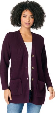 Roaman's Waffle Button Front Cardigan