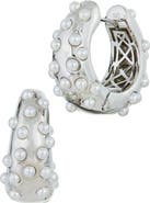 SAVVY CIE JEWELS Faux Pearl Hoop Earrings