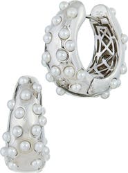 SAVVY CIE JEWELS Faux Pearl Hoop Earrings