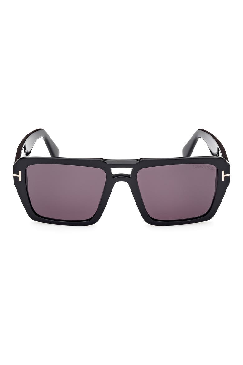 Redford 56mm Navigator Sunglasses, Main, color, SHINY BLACK / SMOKE