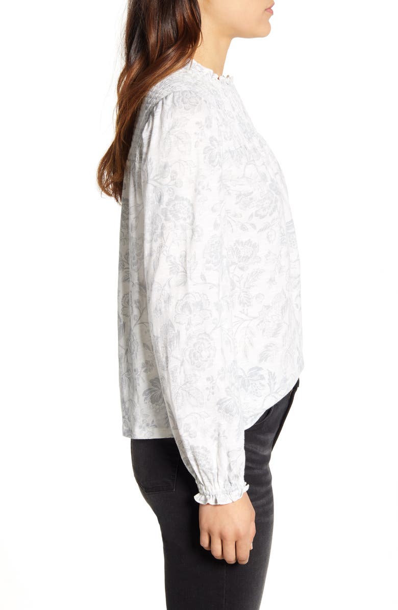 Lucky Brand Smocked Yoke Blouse, Alternate, color, 