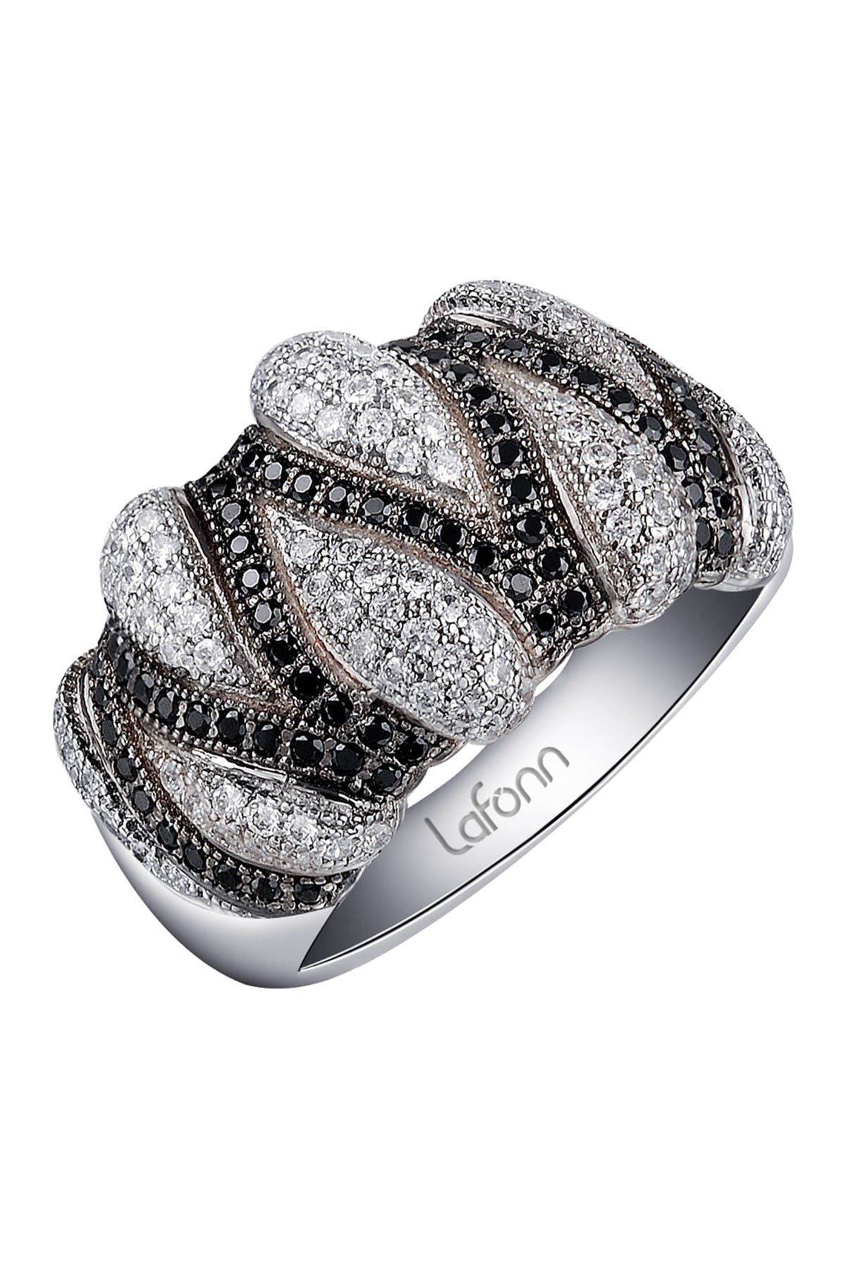Lafonn Platinum Black Rhodium Plated Sterling Silver Pave Simulated Diamond Cocktail Ring