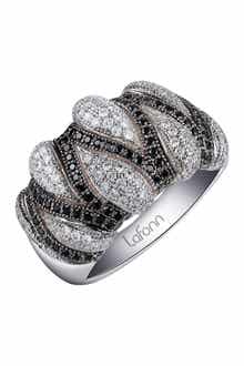 Lafonn Platinum Black Rhodium Plated Sterling Silver Pave Simulated Diamond Cocktail Ring