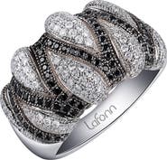 Lafonn Platinum Black Rhodium Plated Sterling Silver Pave Simulated Diamond Cocktail Ring