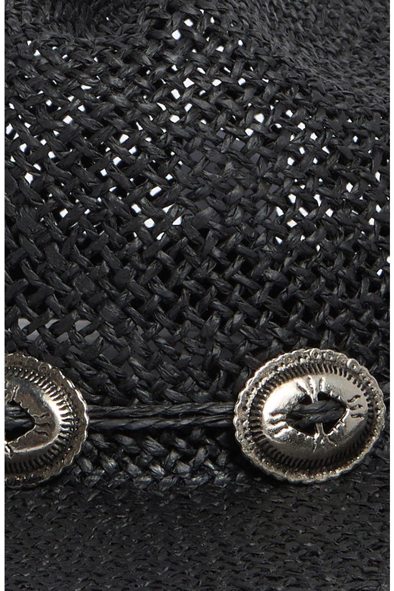 Boho Straw Cowboy Hat, Alternate, color, BLACK