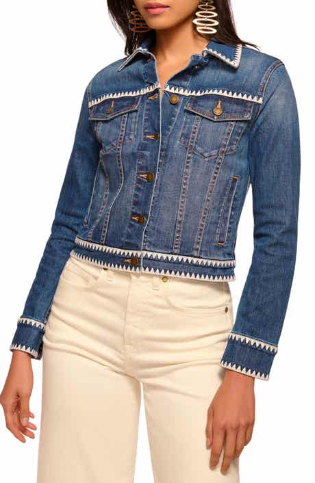 Ramy Brook Kasey Embroidery Detail Denim Trucker Jacket
