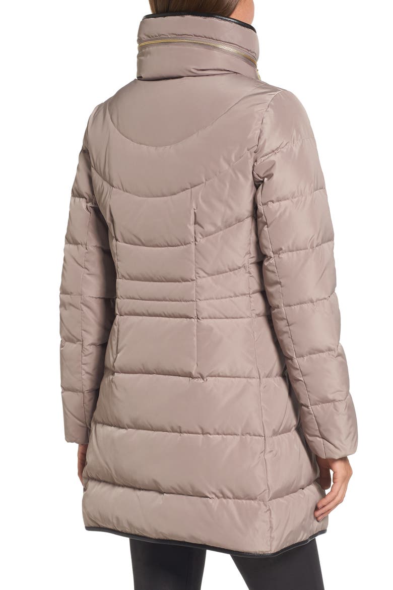 Quilted Down & Feather Fill Jacket with Faux Fur Trim, Alternate, color, CASHEW