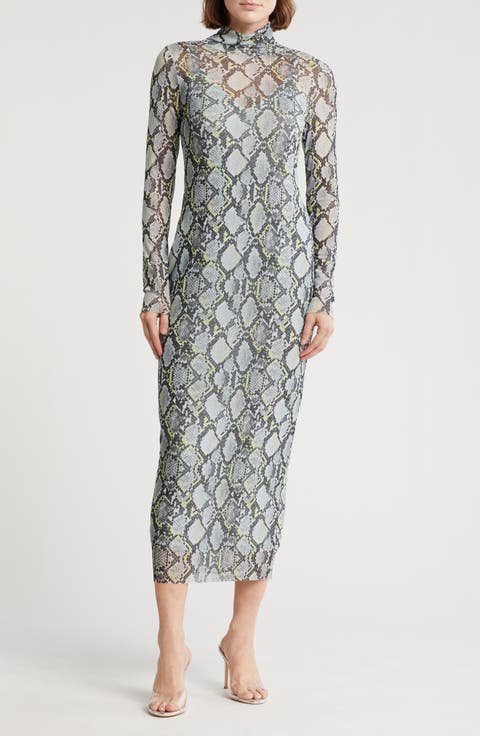 Marni Turtleneck Long Sleeve Mesh Dress