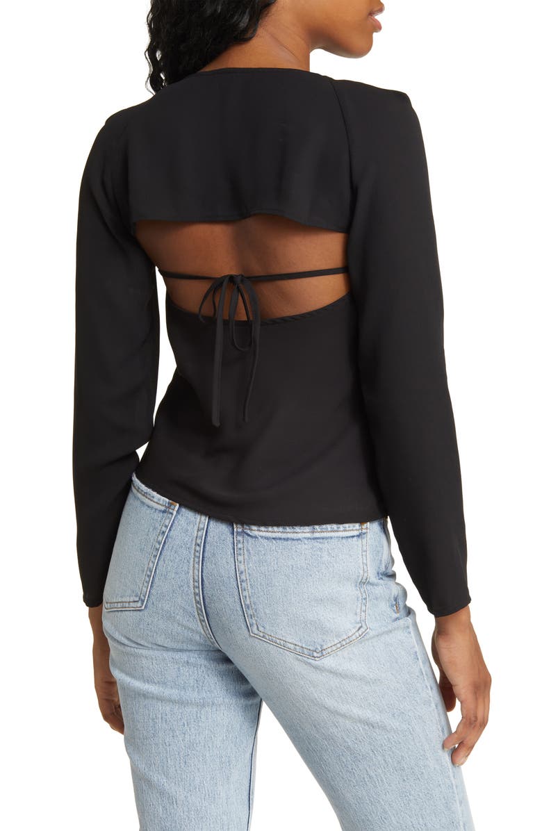 ASOS DESIGN Cutout Crop Blouse, Alternate, color,
