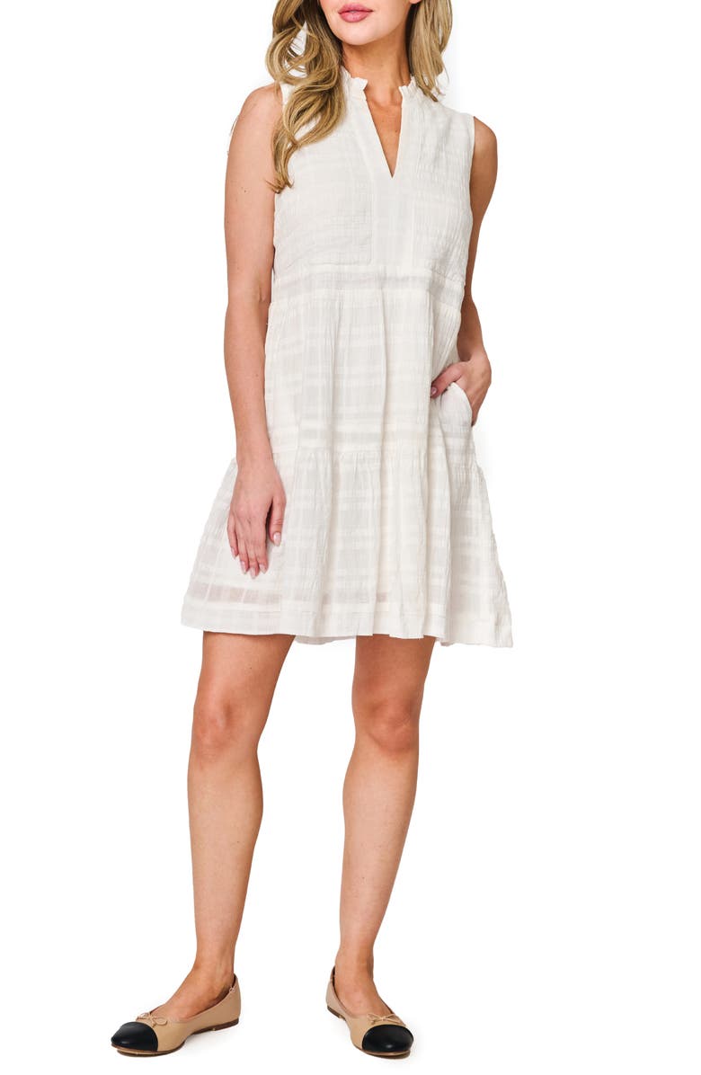 GIBSONLOOK Decked Out Sleeveless Cotton Dress, Main, color, White
