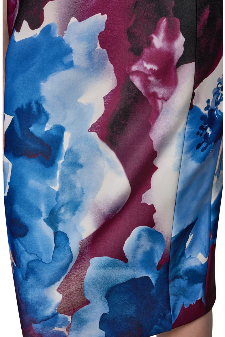 Floral Off the Shoulder Sheath Dress, Alternate, color, SANGRIA/ MA