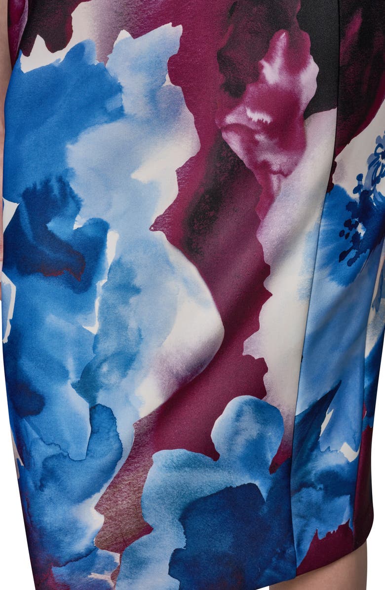 Donna Karan New York Floral Off the Shoulder Sheath Dress, Alternate, color, Sangria/ Ma