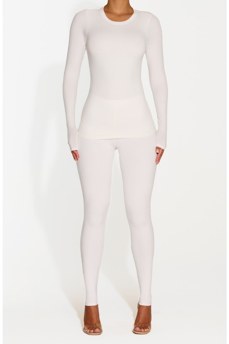Bare Crewneck Long Sleeve Top, Alternate, color, WHITE