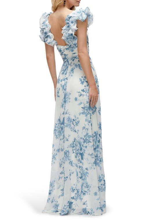 Shop After Six Ruffle Strap Gown In Cottage Rose-dusk Blue Print