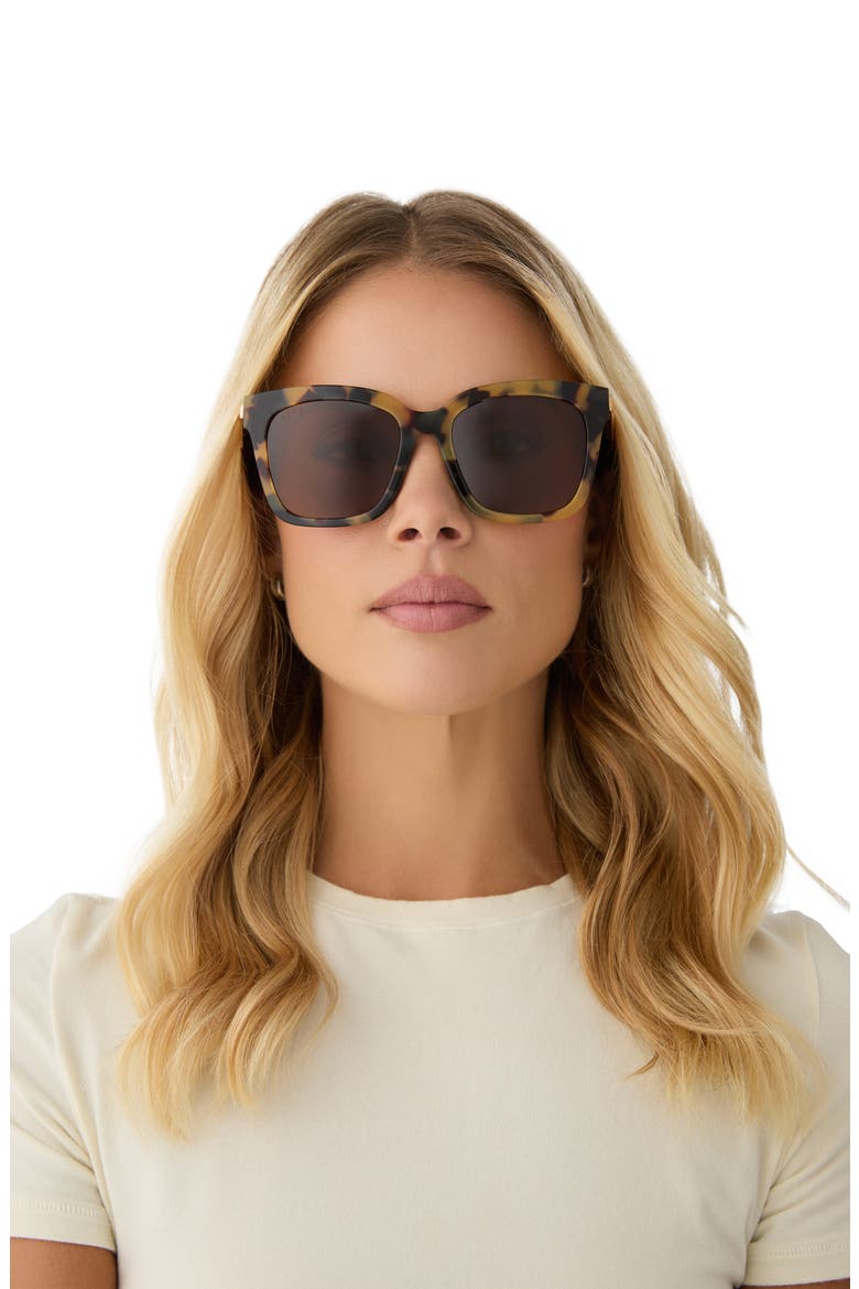 Bella 54mm Polarized Square Sunglasses, Alternate, color, BROWN