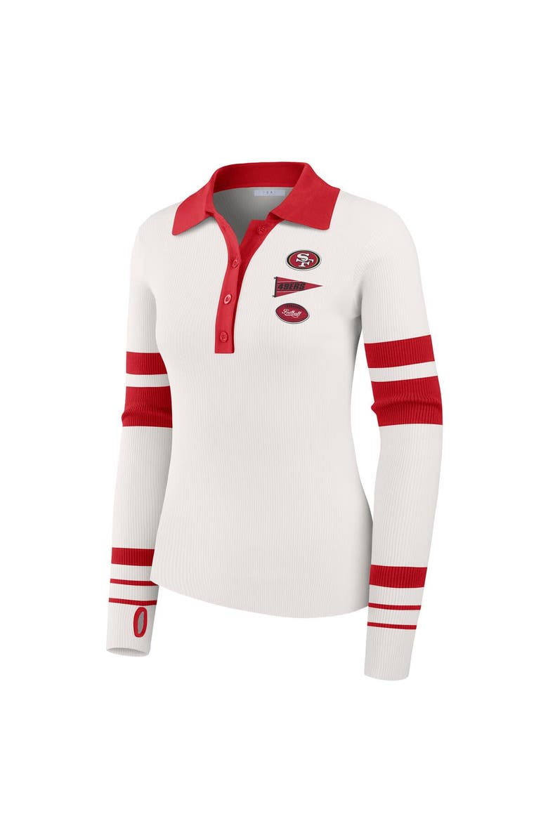 WEAR by Erin Andrews Women's WEAR by Erin Andrews White San Francisco 49ers Ribbed Henley Polo Sweater, Alternate, color, White