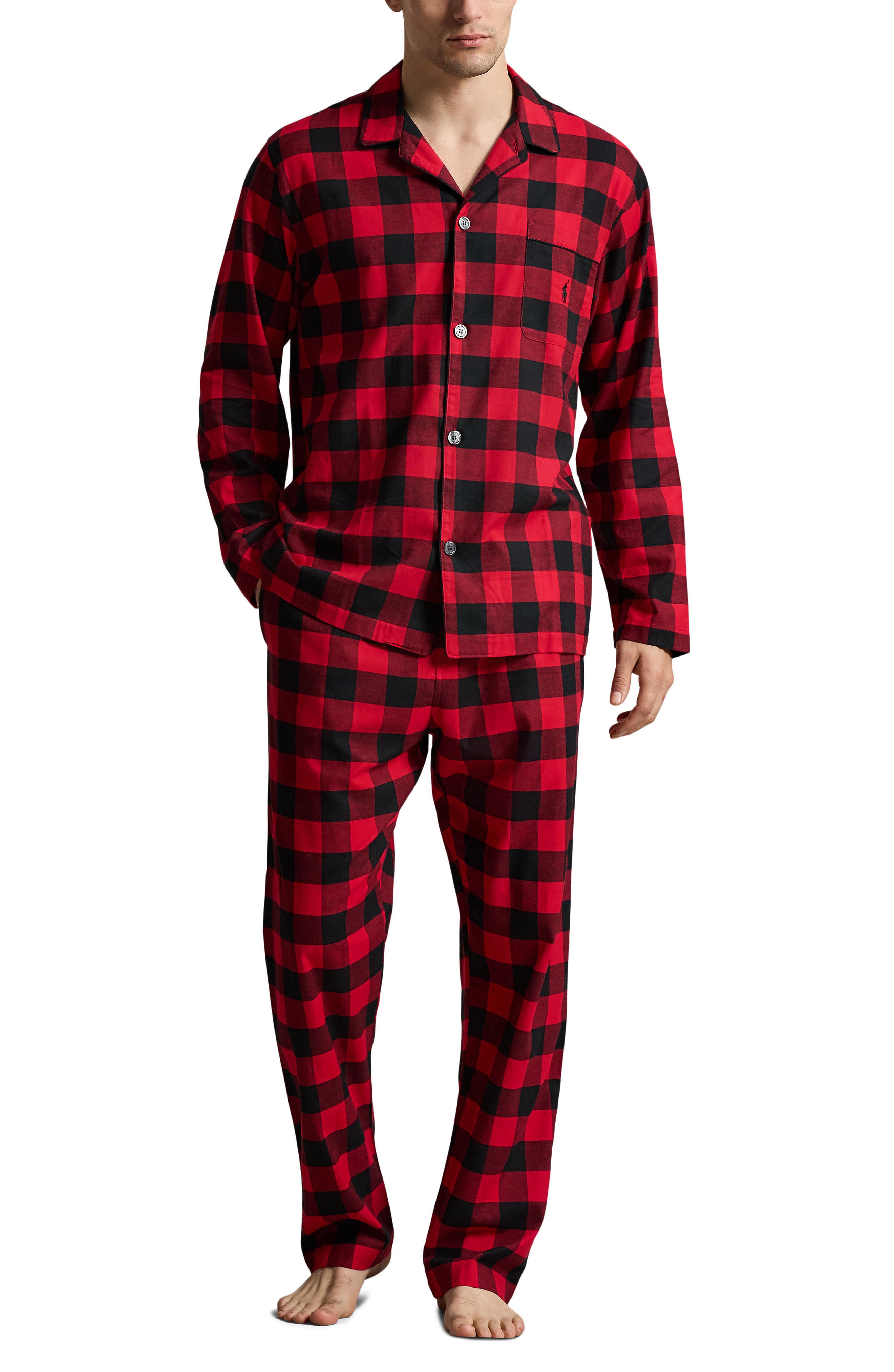 selected RED BUFFALO CHECK POLO BLACK