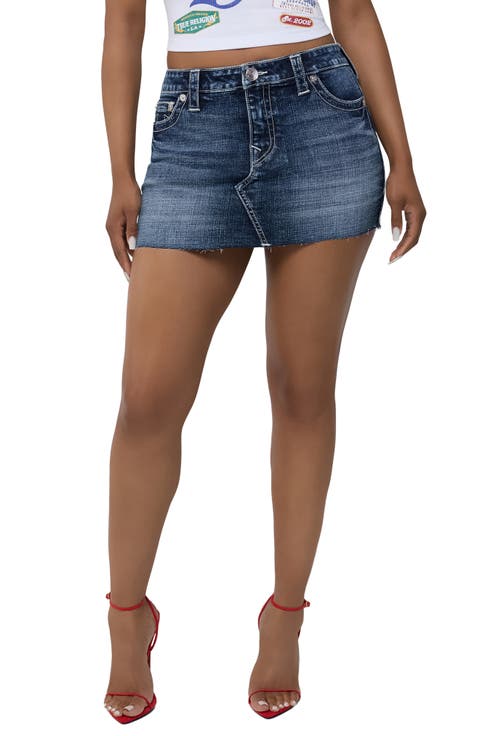 Crystal Sadie Raw Edge Denim Miniskirt