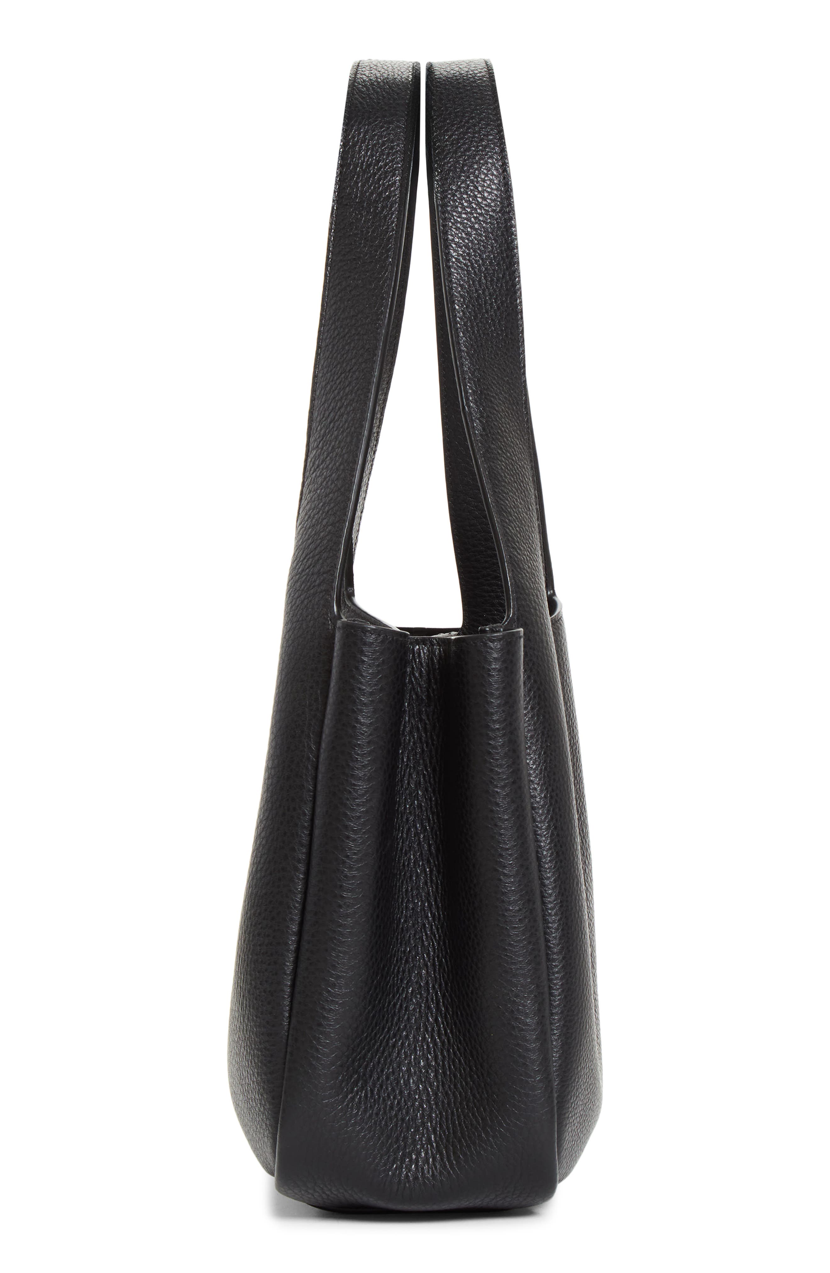 Saint Laurent Small Le 5 À 7 Bea Leather Tote, Alternate, color, Black