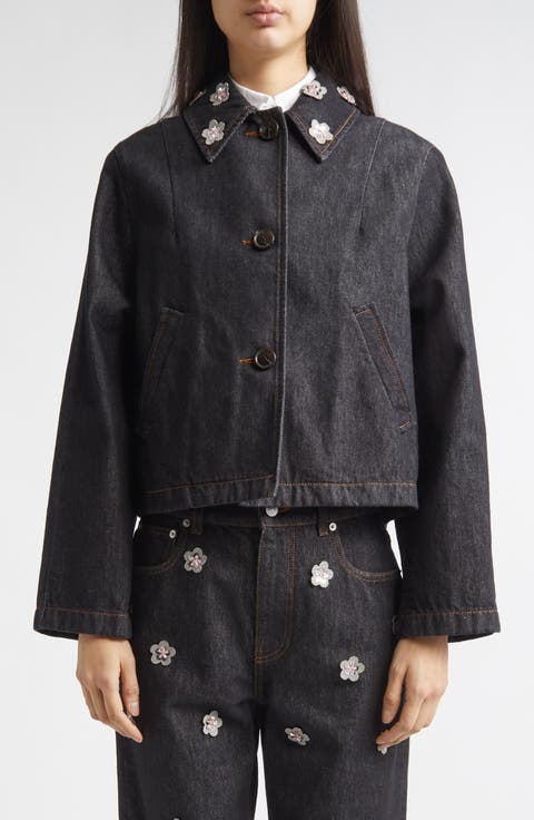 Daisy Appliqué Denim Jacket