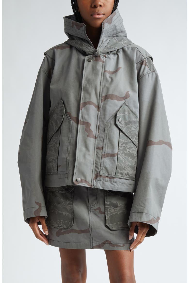 Camo Ripstop Bomber Jacket, Main, color, DARK GREY