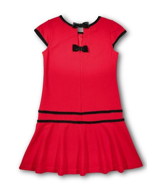 Florence Eiseman Crepe Knit Dress With Velvet Trim In Red