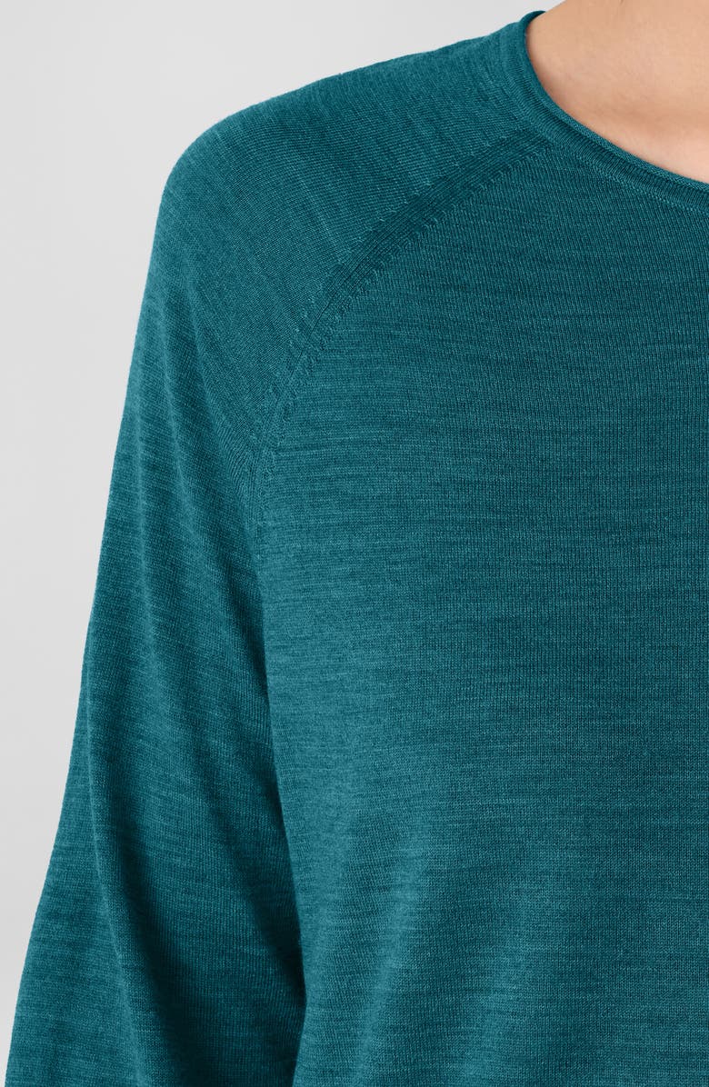 Eileen Fisher Crewneck Wool Sweater, Alternate, color, Dragonfly