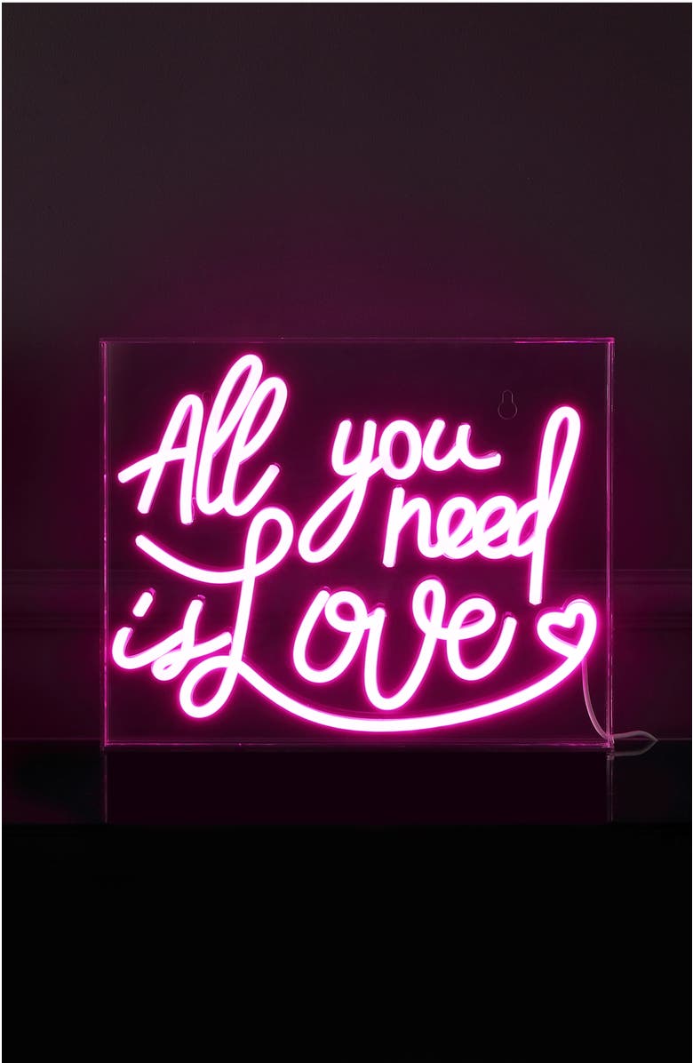 JONATHAN Y All Contemporary Glam Acrylic Box USB Operated LED Neon Light, Alternate, color, Pink