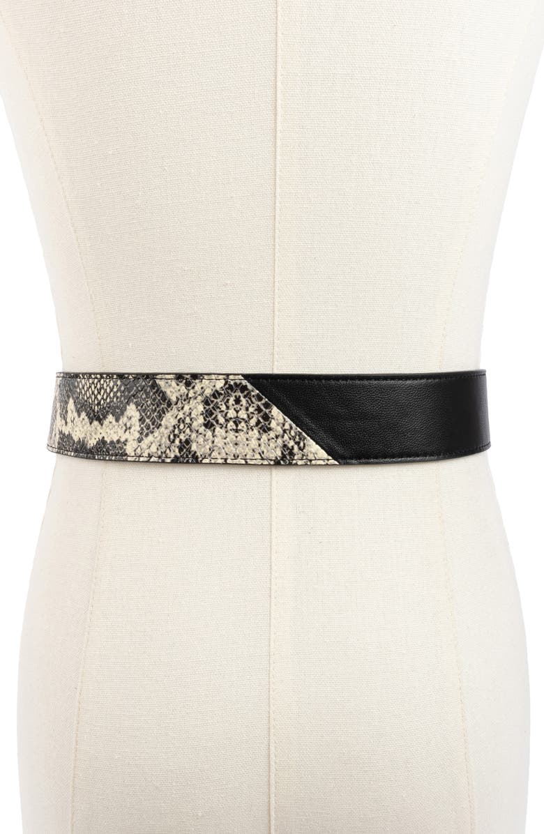 Kurt Geiger London Pieced Snakeskin Print Leather Belt, Alternate, color, 