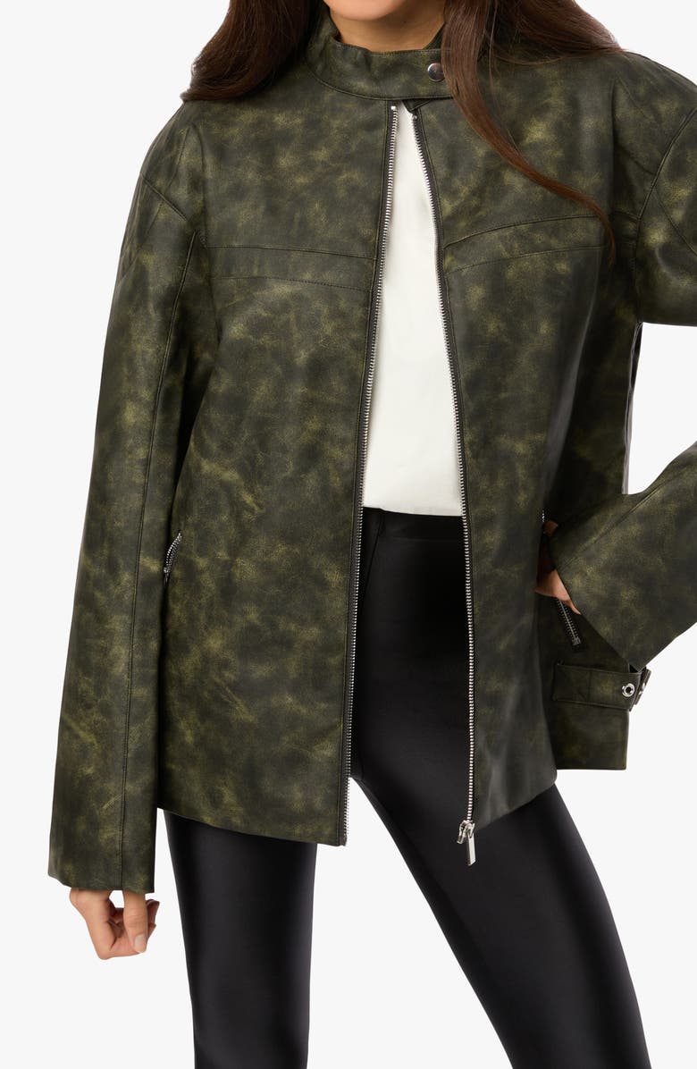 WeWoreWhat Patina Faux Leather Moto Jacket, Alternate, color, Black/ Dark Grey