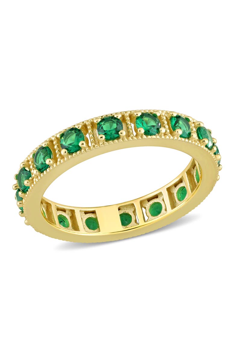 Cubic Zirconia Eternity Ring Sterling Silver, Main, color, Green CZ/Yellow-Plated