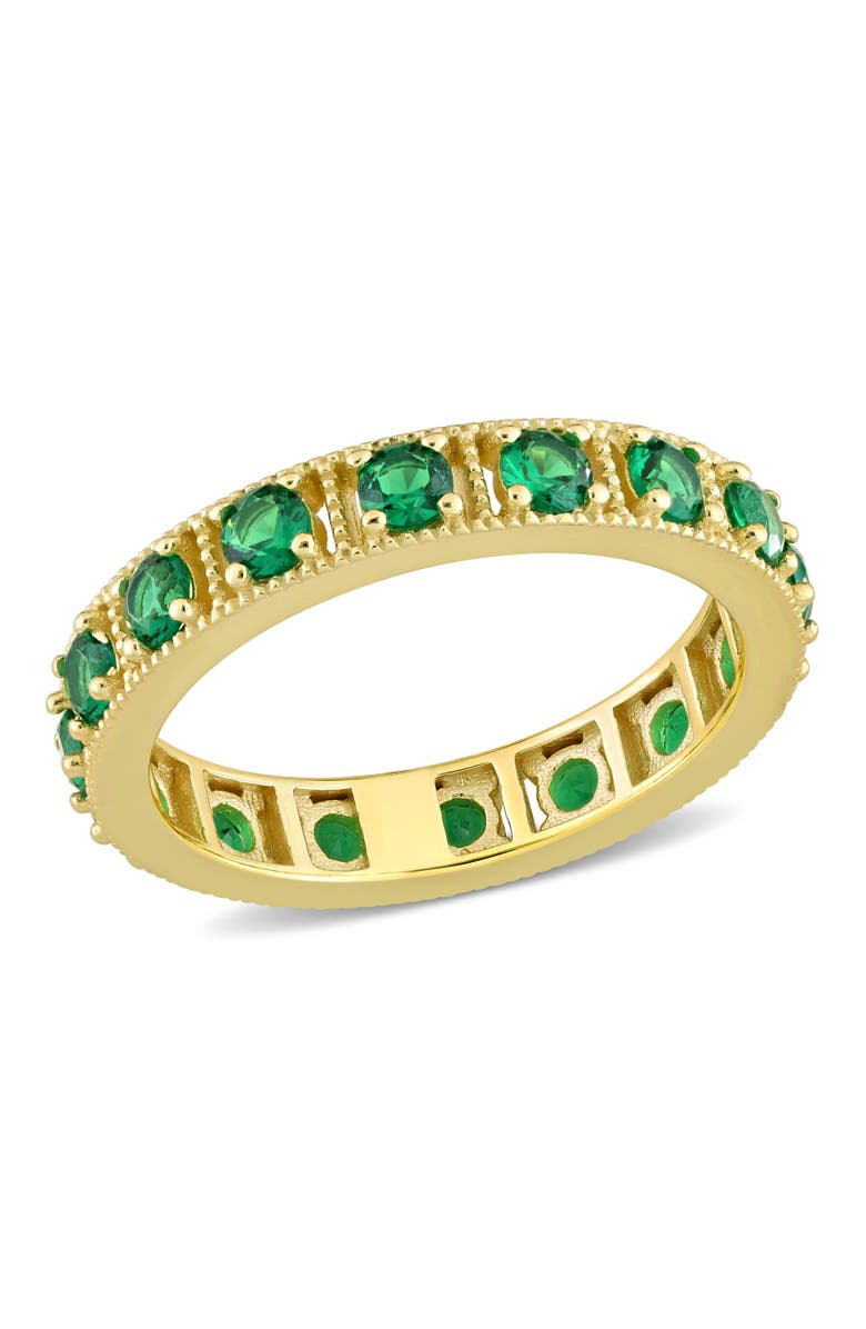 Julianna B. Cubic Zirconia Eternity Ring Sterling Silver, Main, color, Green Cz/Yellow-Plated