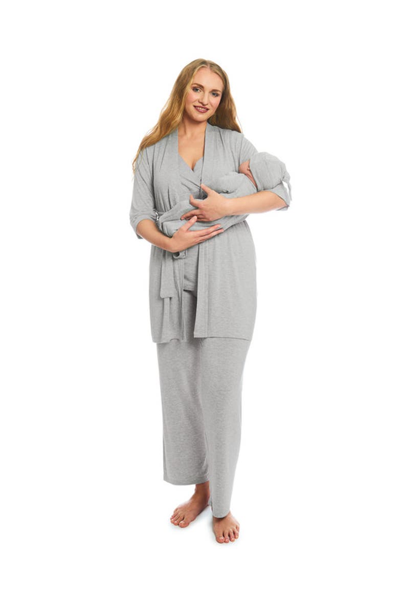 Analise During & After 5-Piece Maternity/Nursing Sleep Set for Mom & Baby, Alternate, color, Heather Grey Solid