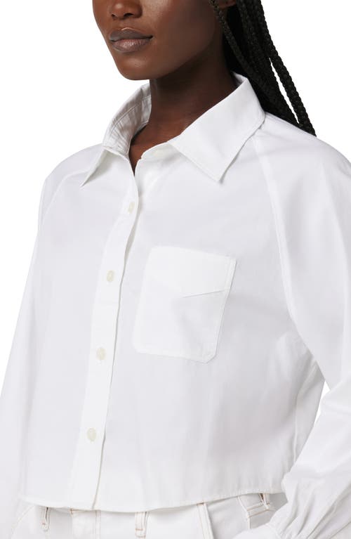 Hudson Jeans Raglan Balloon Sleeve Button-down Top In White