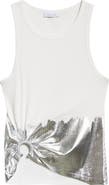 Rabanne Metallic Pierced Hem Rib Tank