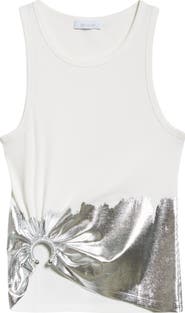 Rabanne Metallic Pierced Hem Rib Tank