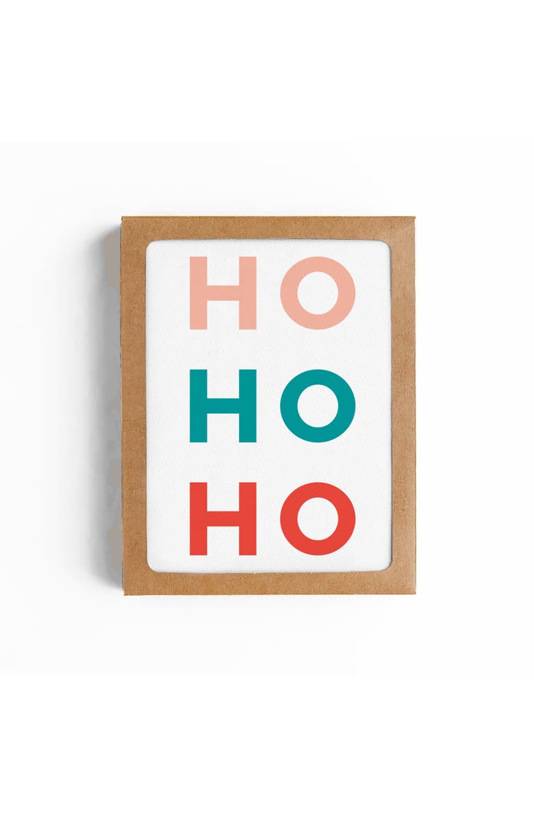Mellowworks HO HO HO Santa Claus Christmas Card-Boxed Set of 8 Cards, Main, color, Multi