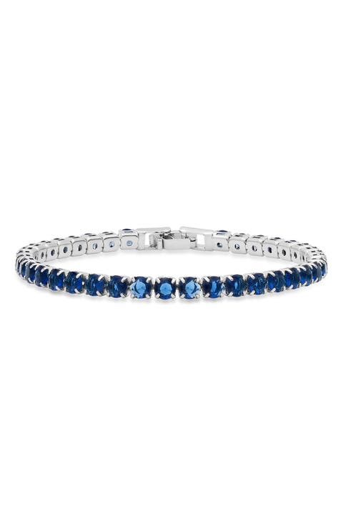 18k White Gold Plated Blue Crystal Tennis Bracelet