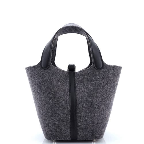 Pre-owned Hermes Hermes Picotin Lock Bag Felt With Leather Pm In Gray