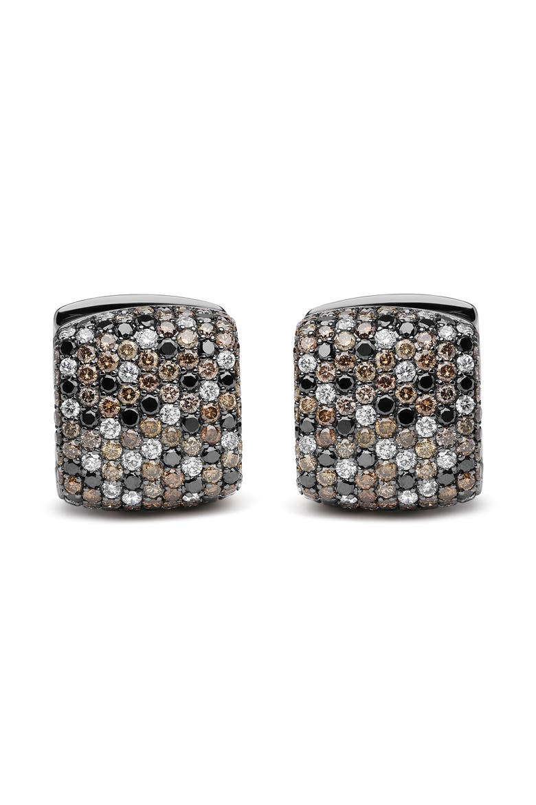 18K White Gold 12 5/8 Cttw Multi Color Diamond Huggie Earrings, Main, color, White