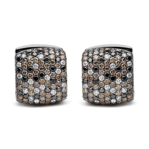 18K White Gold 12 5/8 Cttw Multi Color Diamond Huggie Earrings
