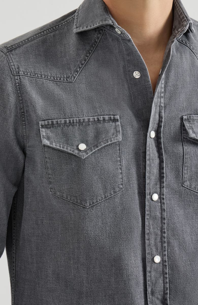 Brunello Cucinelli Lightweight denim shirt, Alternate, color, Dark Grey