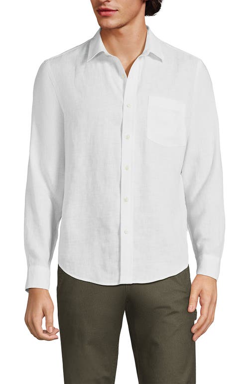 Lands' End Long Sleeve Linen Shirt In White