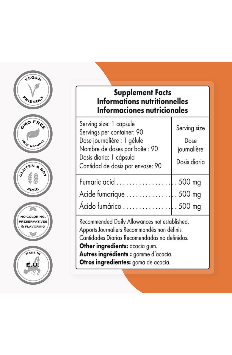 SuperSmart Fumaric Acid 500mg per Day, Alternate, color, NO COLOR
