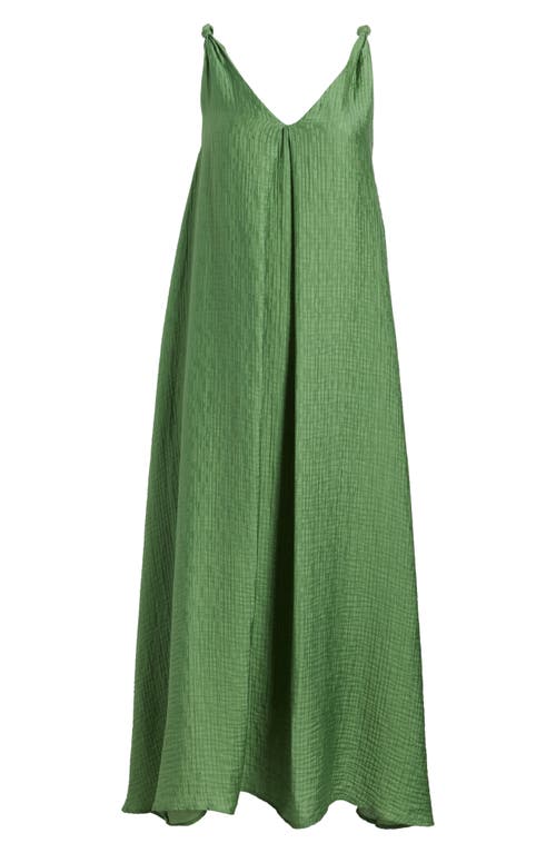 Frnch Lauria Twist Strap Texture Maxi Dress In Vert
