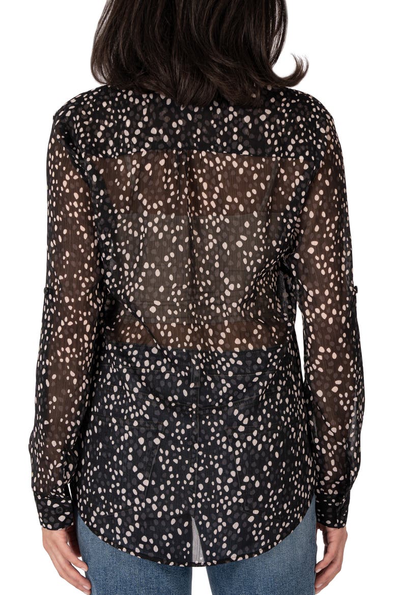 Jasmine Chiffon Button-Up Shirt, Alternate, color, POISSY-BLACK/ CH